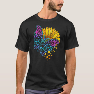 Colourful Butterfly Sunflower September Internatio T-Shirt