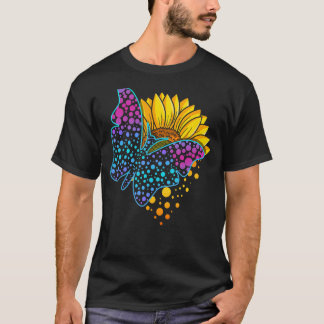 Colourful Butterfly Sunflower September Internatio T-Shirt