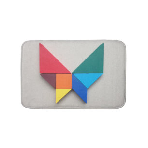 Colourful butterfly Tangram Bath Mat