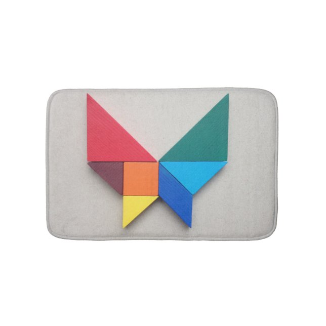 Colourful butterfly Tangram Bath Mat (Front)