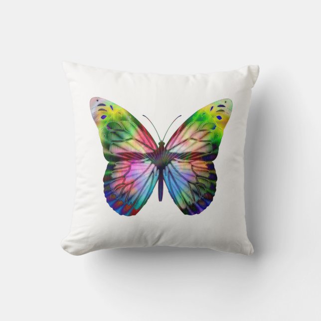 Colourful  Butterfly Throw Pillow (Front)