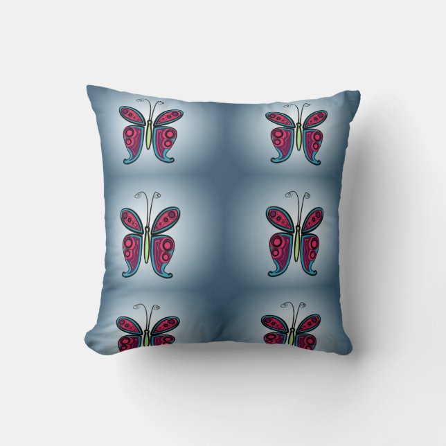 Colourful butterfly throw pillow (Front)