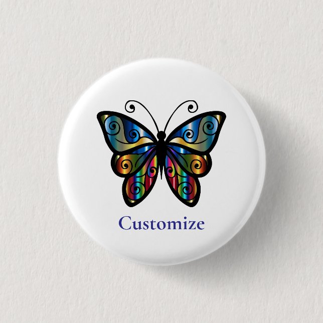 Colourful Butterfly Thunder_Cove 1 Inch Round Button (Front)