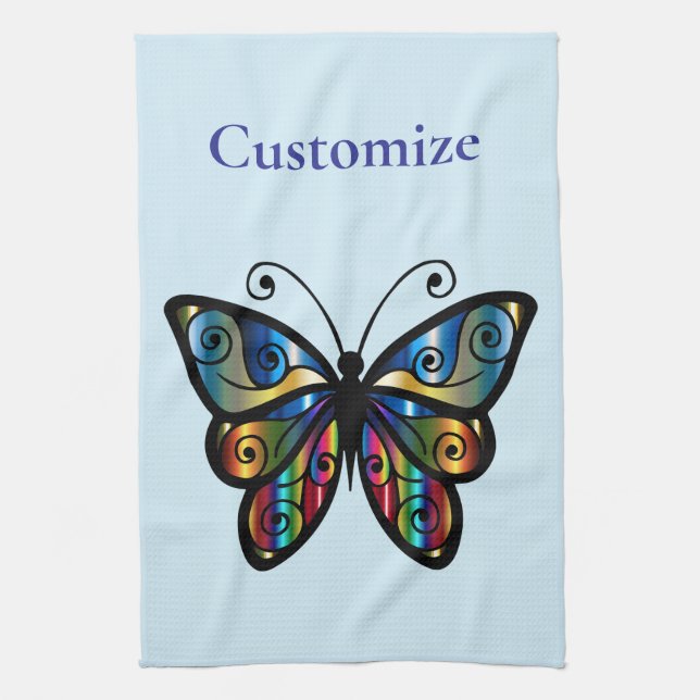 Colourful Butterfly Thunder_Cove Kitchen Towel (Vertical)