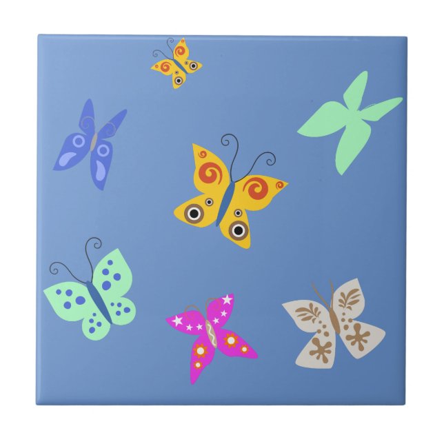 Colourful Butterfly  Tile (Front)