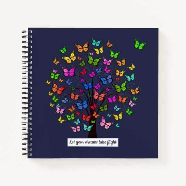Colourful Butterfly Tree Dreams Notebook (Front)