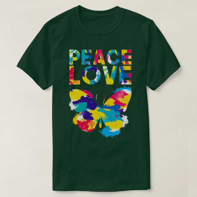 Colourful Butterfly Unity Day Peace T-Shirt (Design Front)