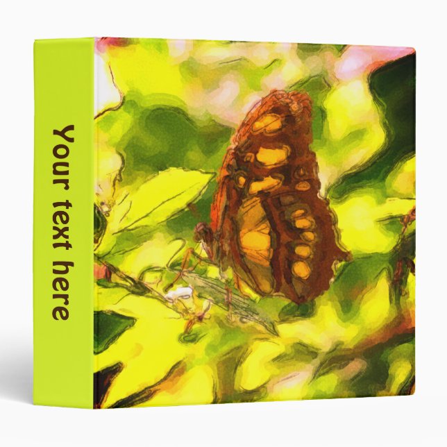 Colourful Butterfly Watercolor Sketch Personalized Binder (Front/Spine)