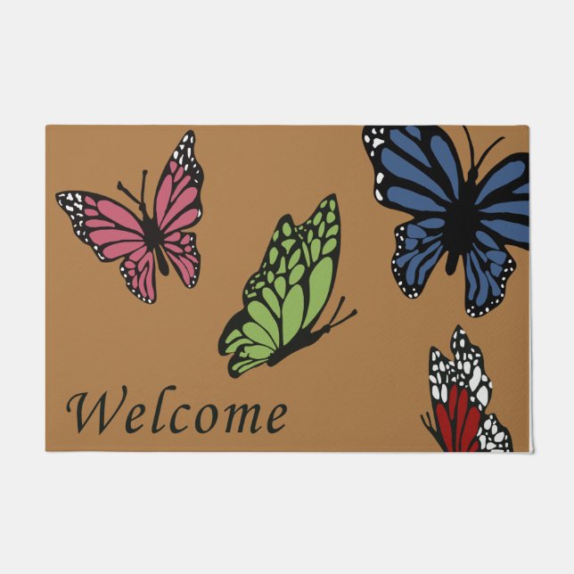  Colourful Butterfly Welcome Mat, New Home  Doormat (Front)