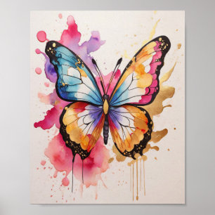 Colourful Butterfly with Artistic Splash Poster