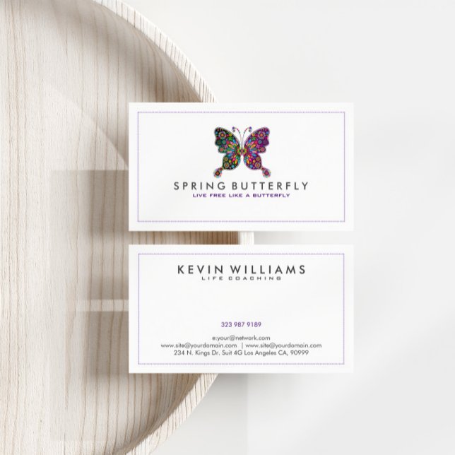 Colourful Butterfly With White Background Business Card (Creator Uploaded)