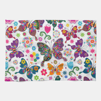 Colourful Butterfly's And Flowers Pattern Kitchen Towel