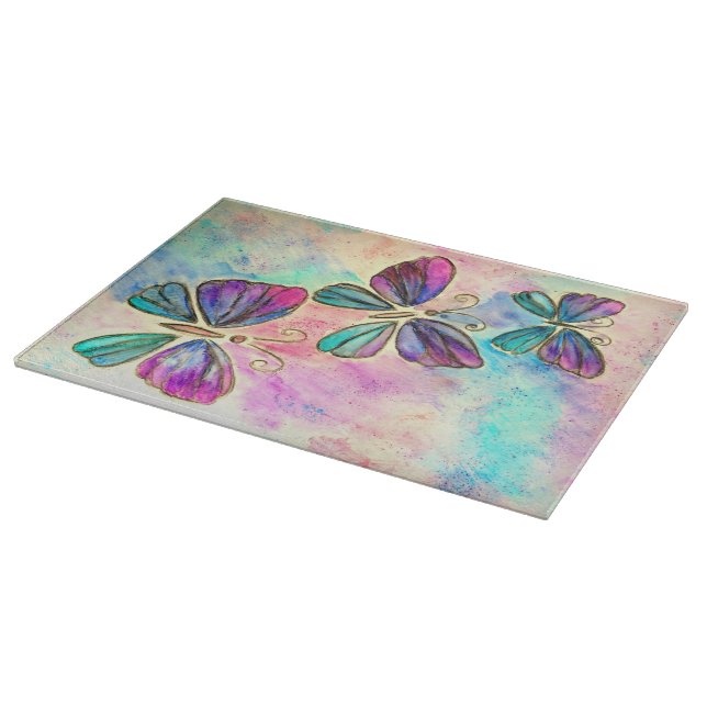 Colourful Butterfy Cutting Board Spring (Corner)