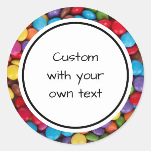 Colourful Button Candy Custom Text Classic Round Sticker