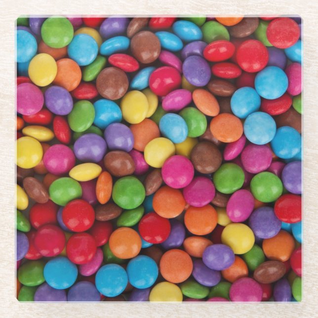Colourful Button Candy Glass Coaster (Front)