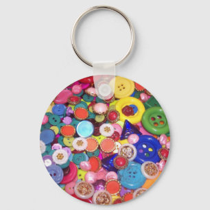 Colourful Button Collage Keychain