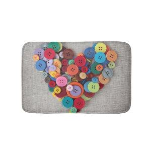 Colourful Buttons Heart Bath Mat