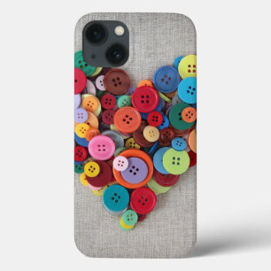 Colourful Buttons Heart iPhone 13 Case