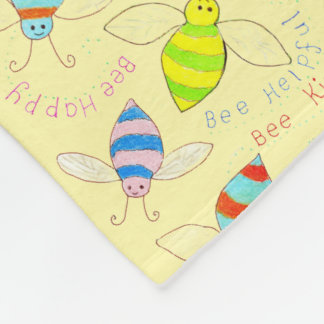 Colourful Buzzy Bee Fleece Blanket