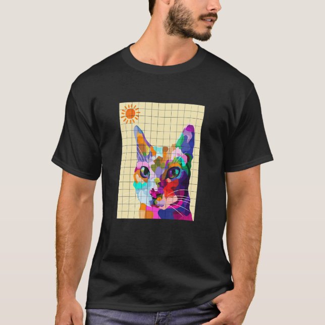 Colourful Ca Colourful Cat Pop Art Style T-Shirt (Front)