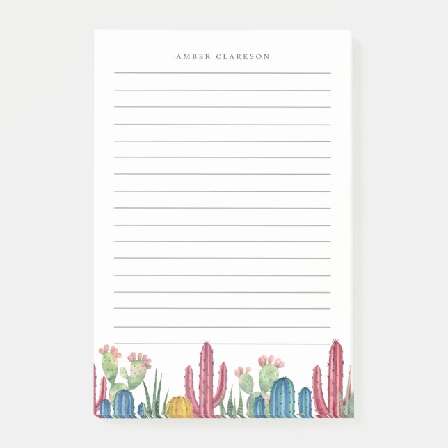 Colourful Cacti | Lined Post-it Notes (Front)