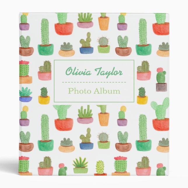 Colourful Cactus and Succulents Pattern Binder (Front)