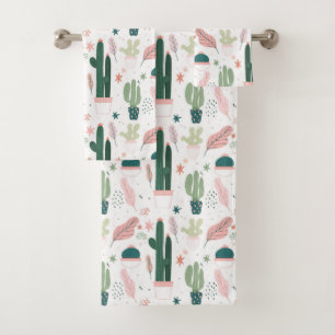 colourful Cactus Bath Towel Set