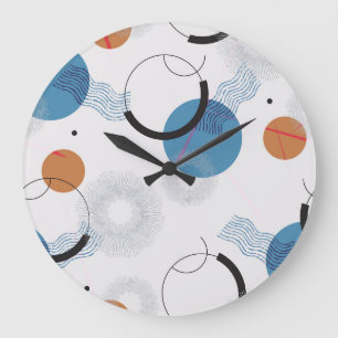 Colourful Cactus: Cute Seamless Pattern Large Clock