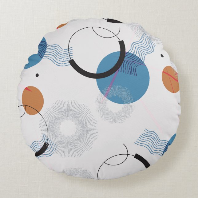 Colourful Cactus: Cute Seamless Pattern Round Pillow (Front)