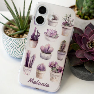 Colourful Cactus Floral Personalized Name iPhone 16 Case
