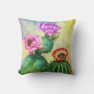 Colourful Cactus Flowers Pillow