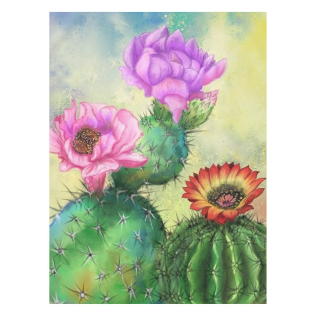 Colourful Cactus Flowers Tablecloth (Front)