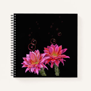 Colourful Cactus Flowers with Bubbles Poster Mug Notebook