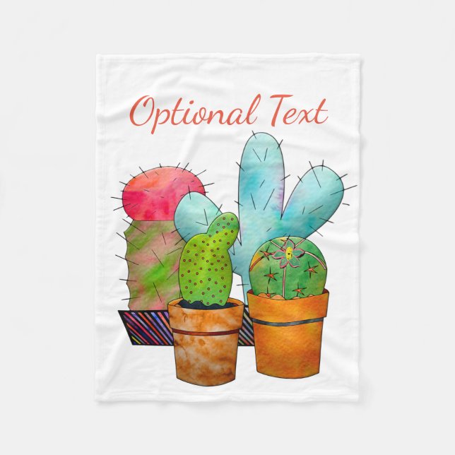 Colourful Cactus Garden Fleece Blanket (Front)