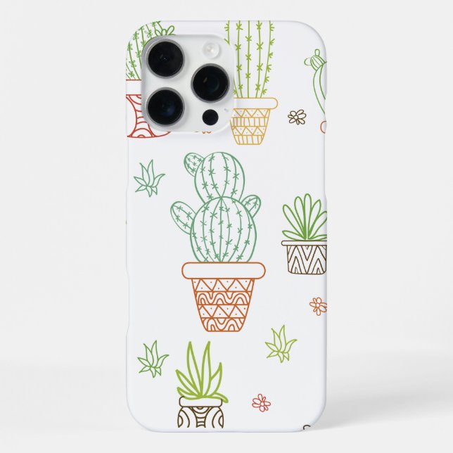 Colourful Cactus Indoor Pot Plants iPhone Case (Back)