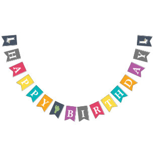Colourful Cactus Llama Fun Birthday Party Bunting Flags