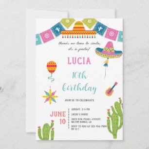 Colourful Cactus Mexican Fiesta Photo Birthday Invitation