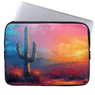 Colourful Cactus Painting Desert Landscape Laptop Sleeve