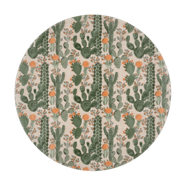 Colourful Cactus Pattern Cutting Board (Front)