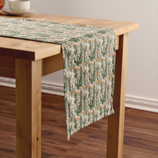 Colourful Cactus Pattern Short Table Runner (In Situ)