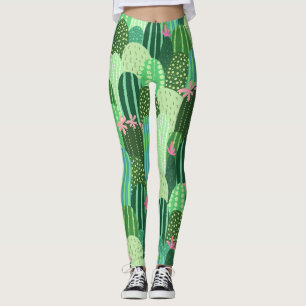 Colourful Cactus Seamless Pattern Illustration Leggings