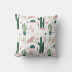 colourful Cactus Throw Pillow