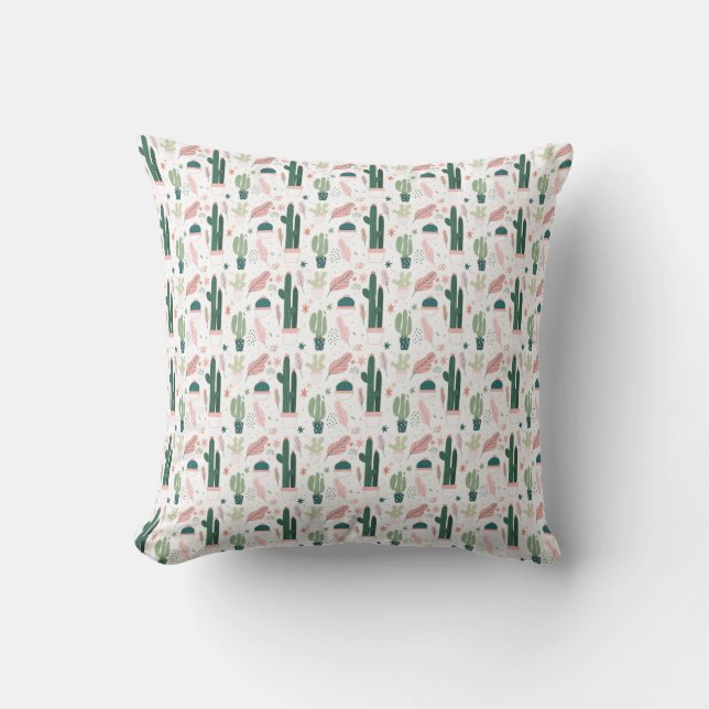 colourful Cactus  Throw Pillow (Front)