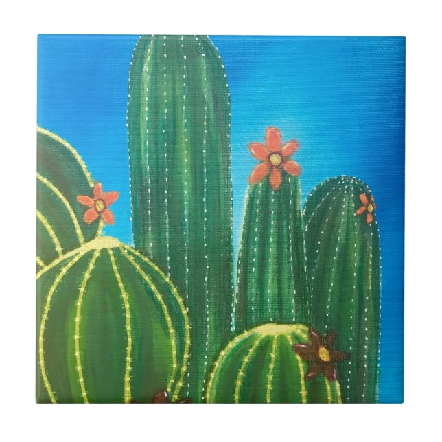 Colourful Cactus Tile (Front)