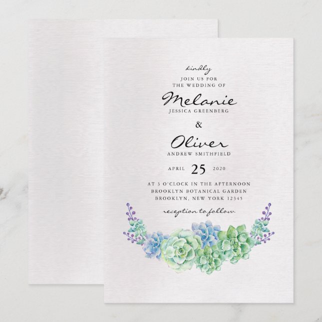 Colourful Cactus Wedding Invitation (Front/Back)