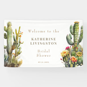 Colourful Cactus White Bridal Shower Banner