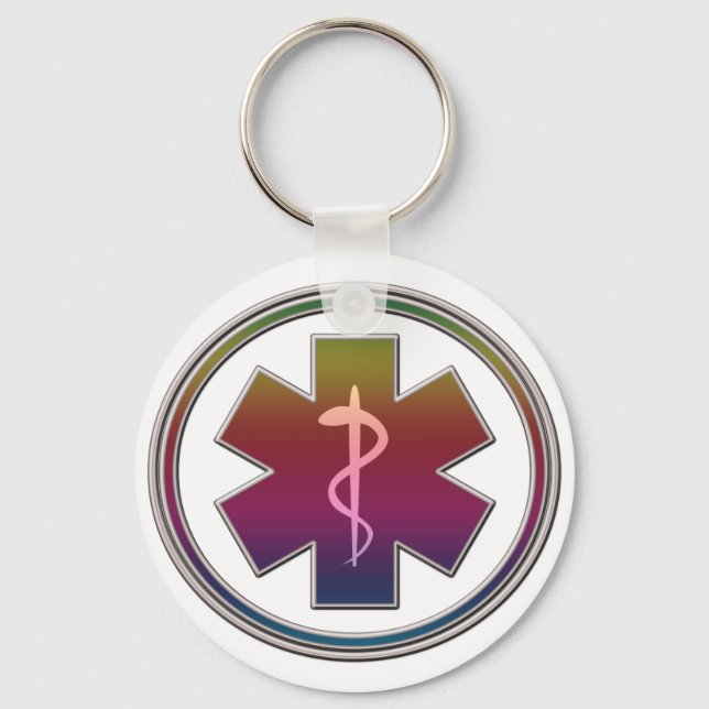 Colourful Caduceus Keychain (Front)