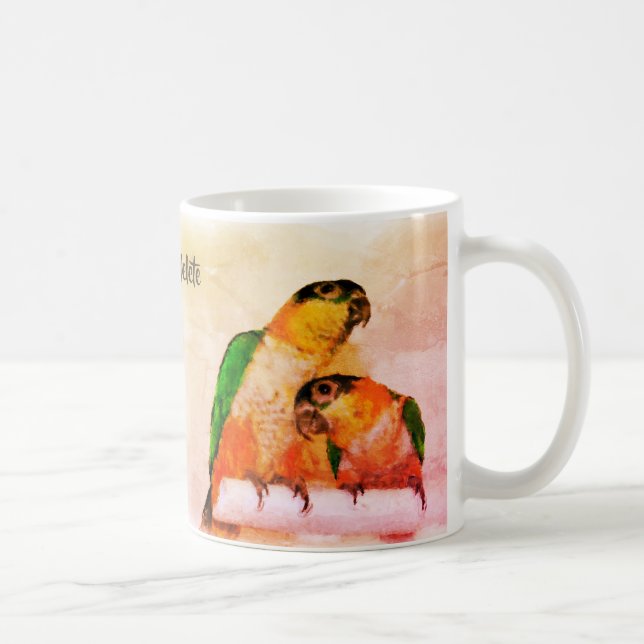 Colourful Caique Parrot Pair Bird Art Personalized Coffee Mug (Right)
