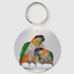 Colourful Caique Parrot Pair Keychain