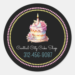 Colourful Cake Bakery Business Car Classic Round Sticker